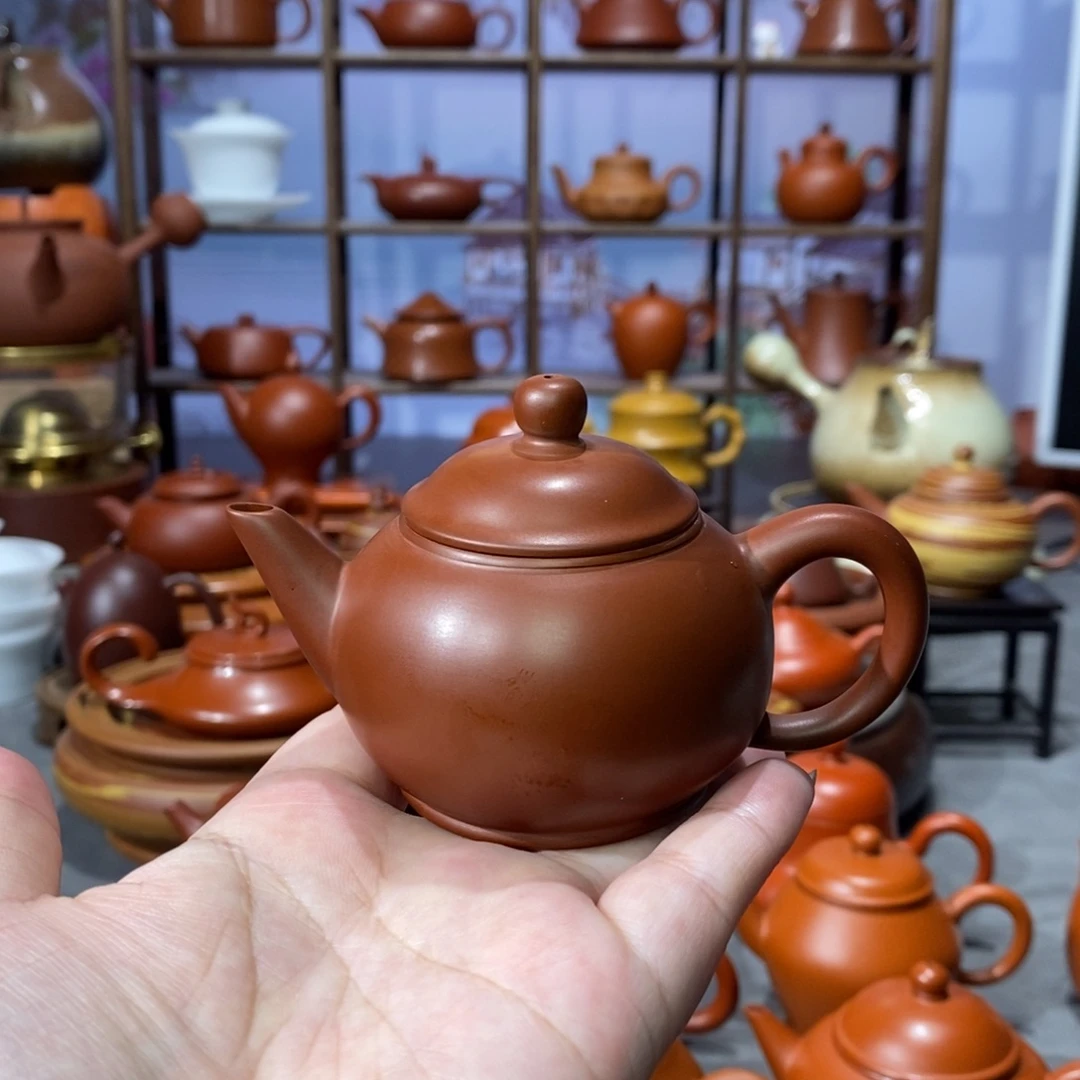 茶壶紫砂章淑煌朱泥朱泥水平壶90c