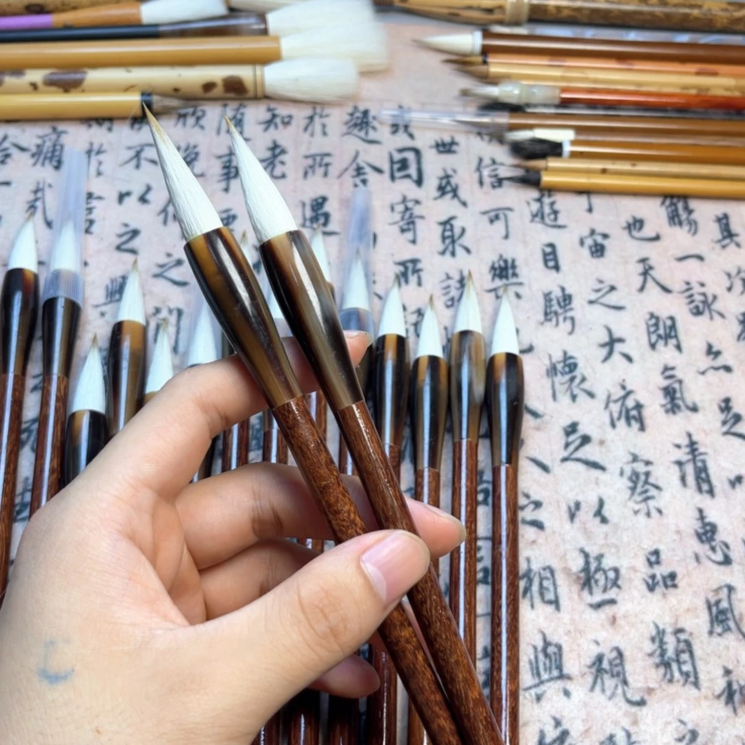 两支牛角中楷毛笔福利
