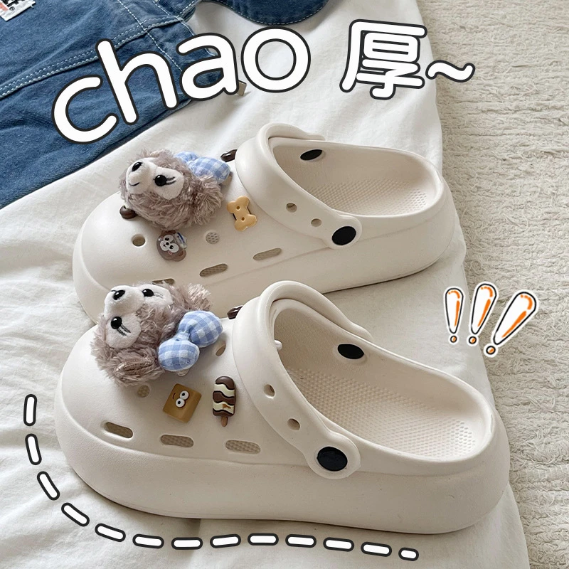 女夏拖鞋外穿厚底透气防滑新款雪莉玫洞洞鞋时尚学生百搭可爱卡通