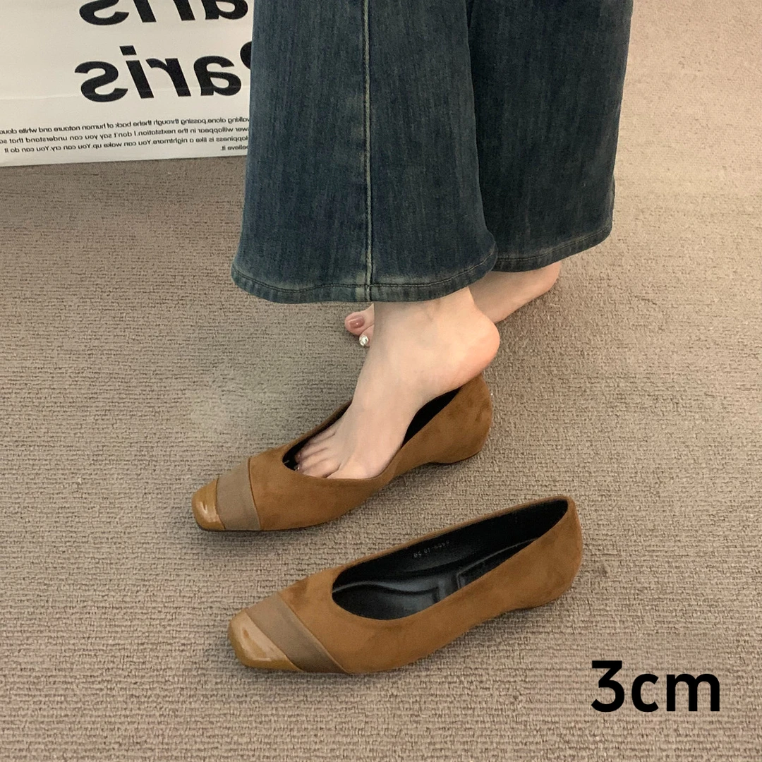法式气质小众百搭棕色单鞋女鞋子2025新款配裙子尖头通勤奶奶瓢鞋
