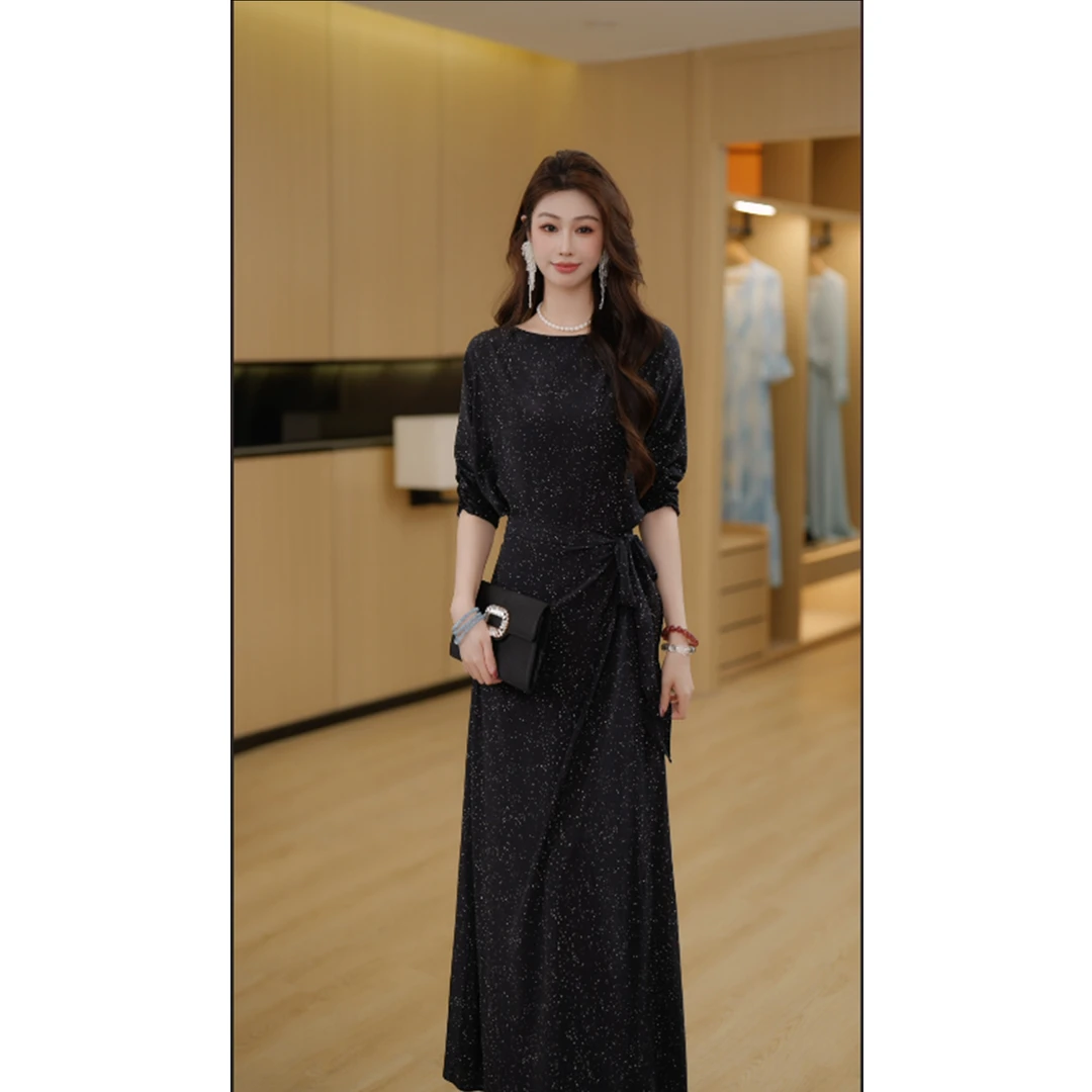 2025夏新款优雅轻奢温柔慵懒显瘦时尚长款气质遮肉连衣裙女