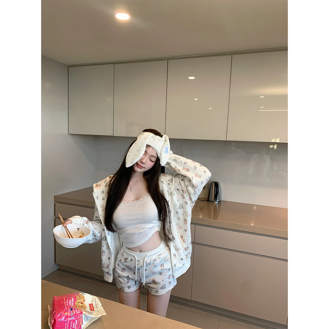 陈佳楠【小狗派对】休闲时尚定制手绘涂鸦满印卫衣套装 NN2502022