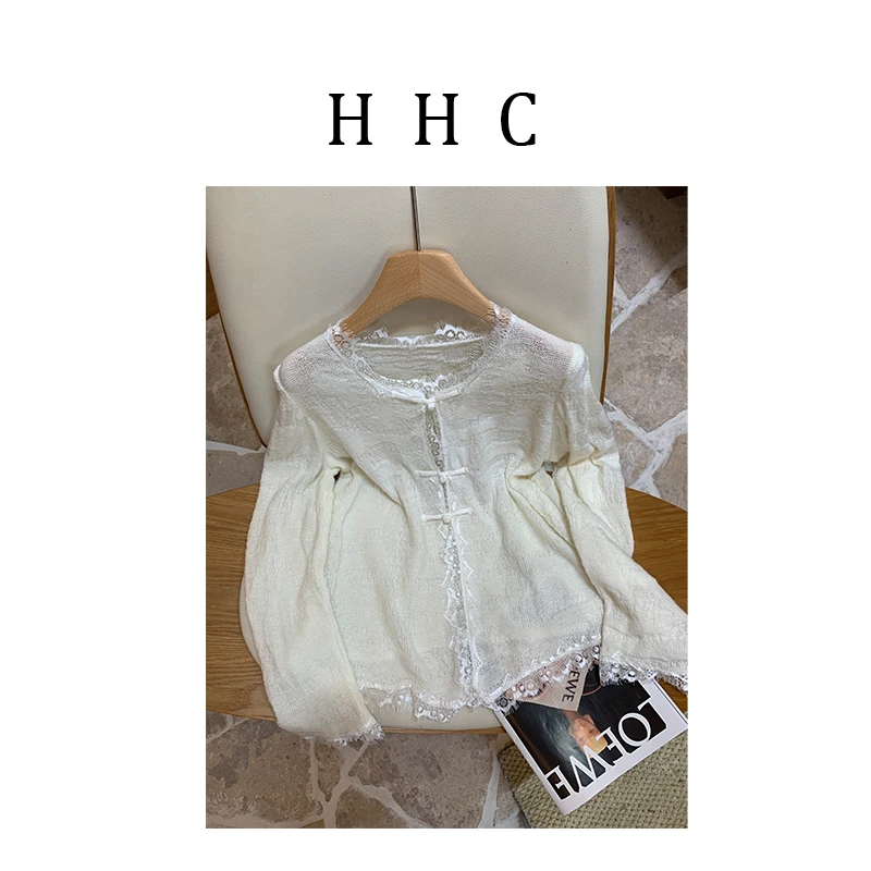 【花花菜】冬季新品“福韵相连"新中式风格特色肌理感花边针织开衫女