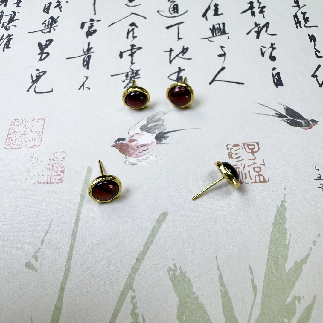 西亚珠宝XR0004缅甸血珀耳钉多样性发货