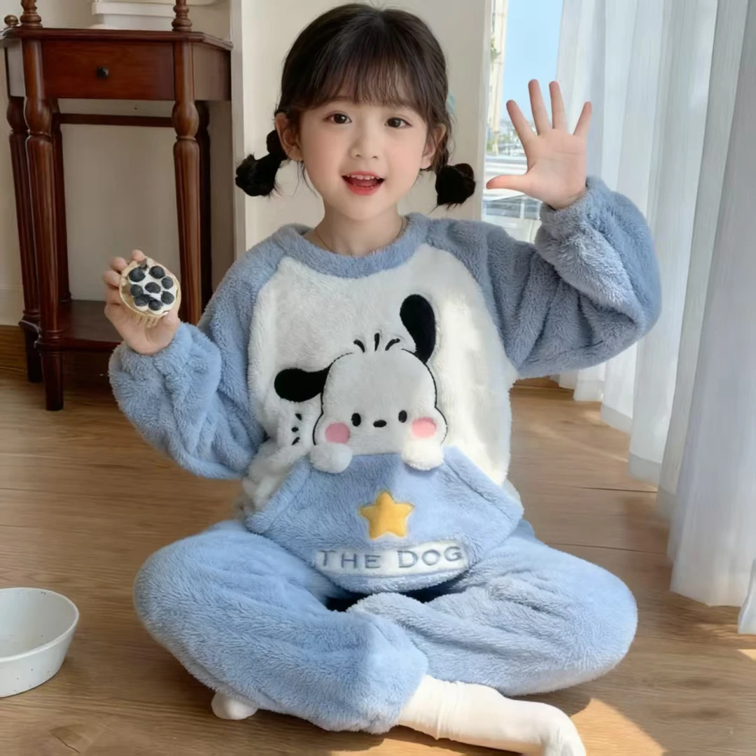 儿童冬季睡衣2025新款珊瑚绒加厚保暖套装中大童法兰绒卡通家居服