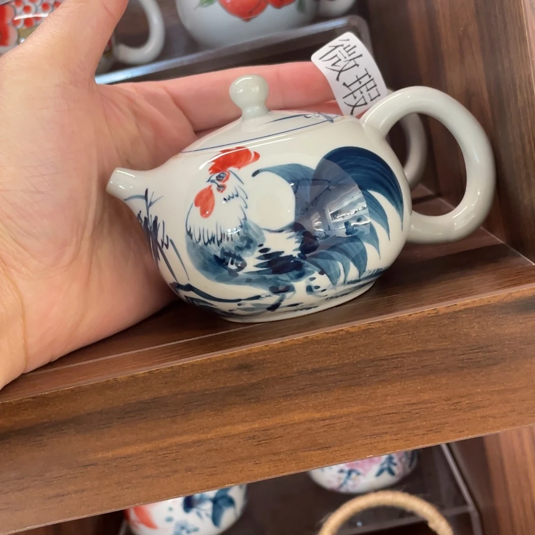 釉下手绘茶具微瑕