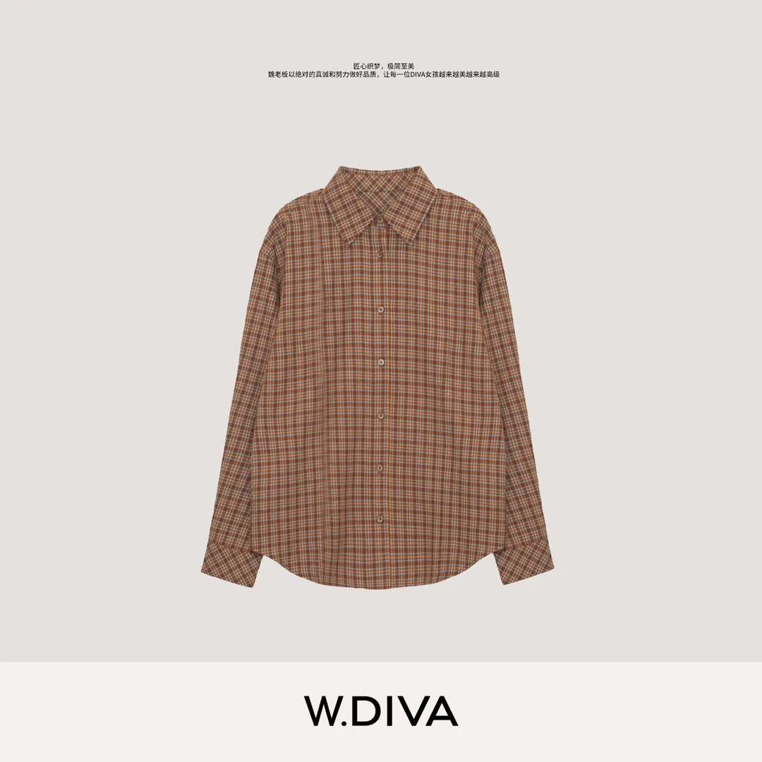 W.Diva【拾光格】雅丹风苏格兰格纹衬衫纯棉长袖慵懒风女53S302887