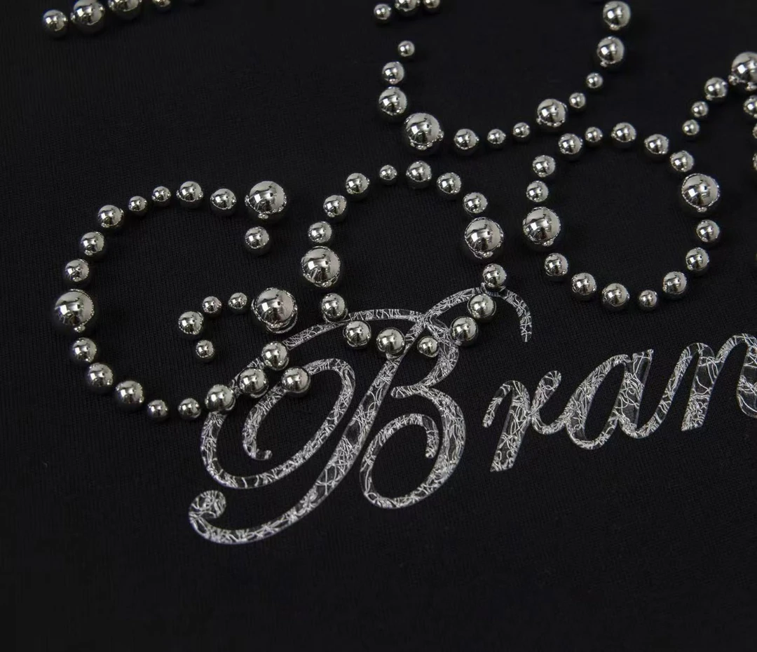 2025ssGOOD 新款珍珠字母3D立体效果轻奢高克重男女同款夏季短袖