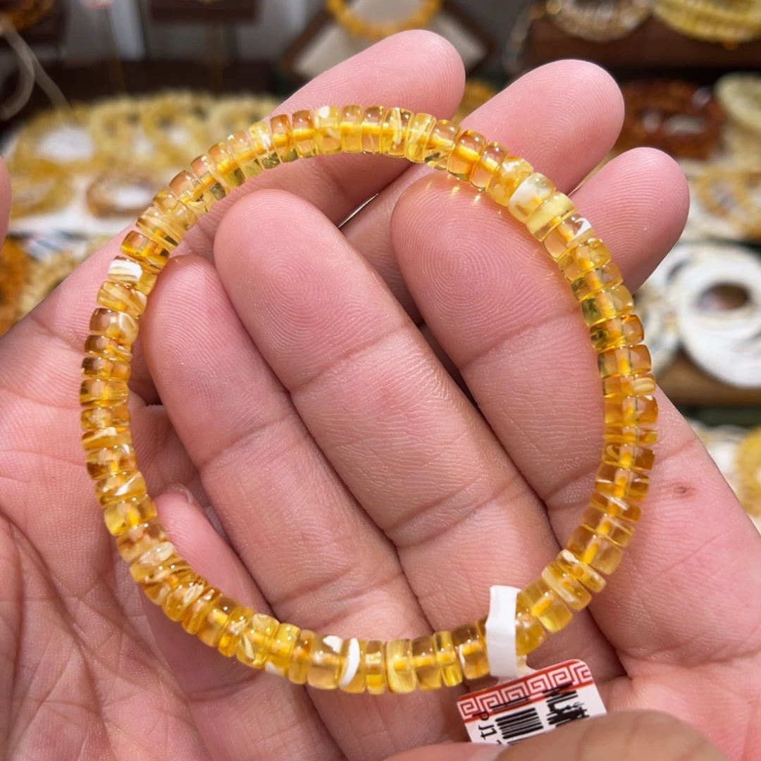 蜜蜡未镶嵌裸石拉丝妖孽纹5.5mm