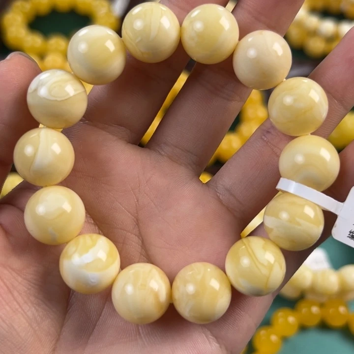 琥珀未镶嵌手链27.31g俄料浓蜡15mm rry