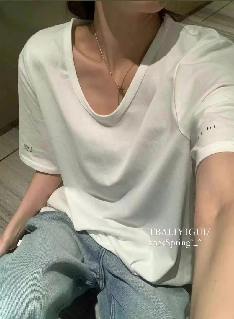 爱心字母印花纯棉百搭t