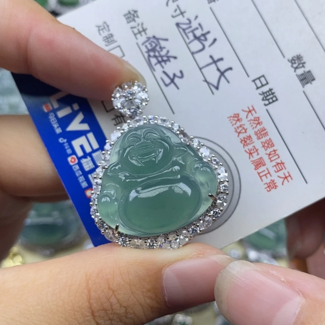 翡翠银S925镶嵌颈饰天然
