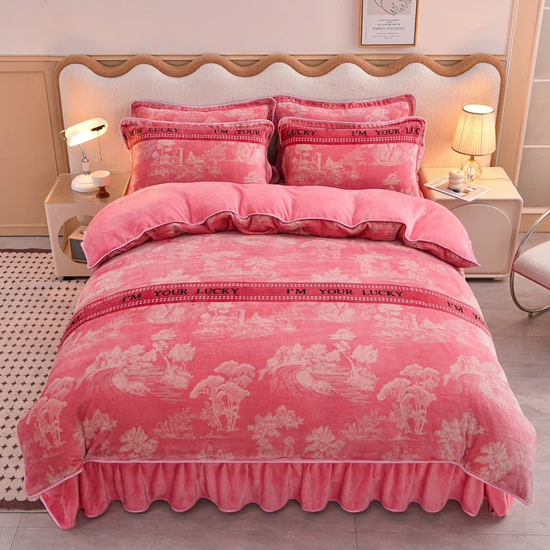 【新款活动中】加厚保暖秋冬牛奶绒四件套床上用品加厚被套工厂直销