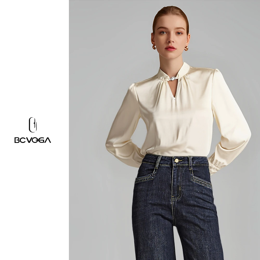BCVOGA职业长袖衬衫法式秋季长袖气质极简风衬衫镂空简约设计感