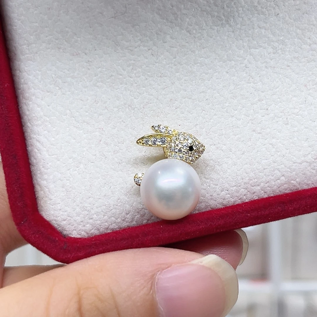 链子925银无镶嵌淡水珠吊坠（微瑕）10+mm