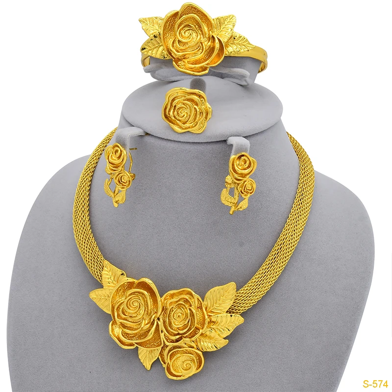 铜合金项链 【古米】4/18中东迪拜奢华四件套装首饰 轻奢气质精美