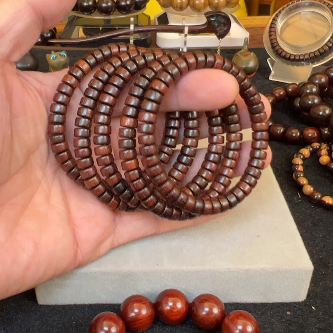 小叶紫檀4✖️7药片珠小叶紫檀手串单圈