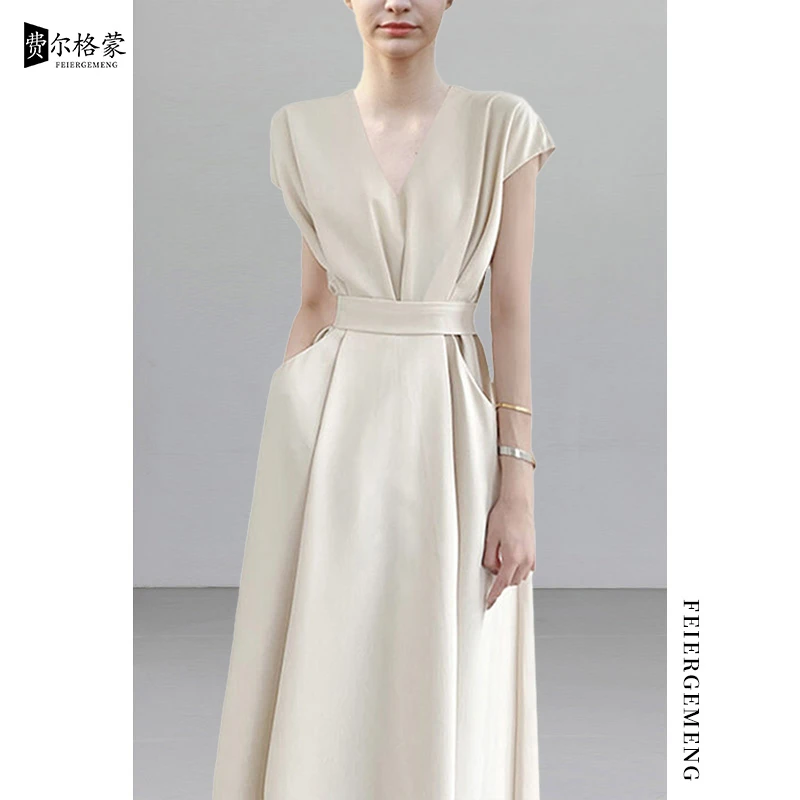 赫本风设计感气质连衣裙夏季显瘦温柔收腰裙子轻奢优雅减龄显白裙