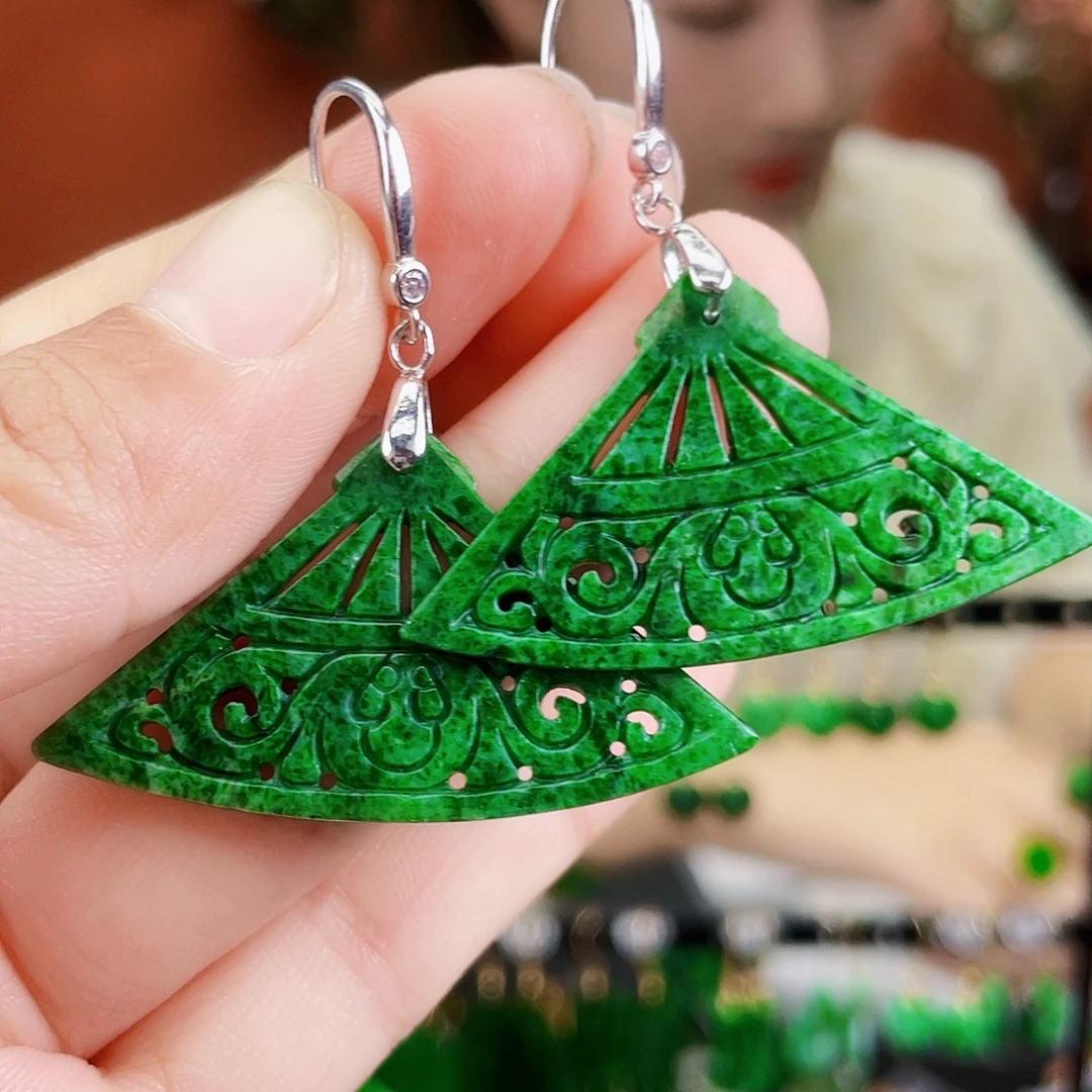 翡翠银S925镶嵌耳饰