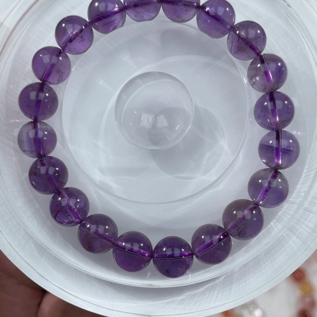 未镶嵌水晶手串013飘花紫水晶9m+