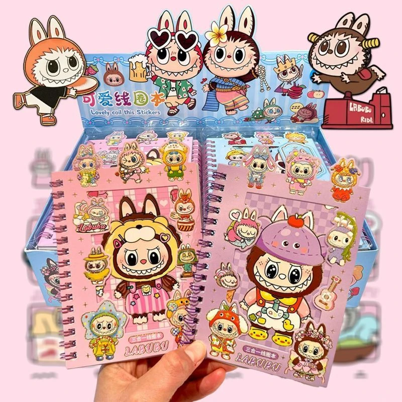 拉布布卡片巴拉卡通可爱贴纸创意贴纸手账本素材贴纸本解压线圈本