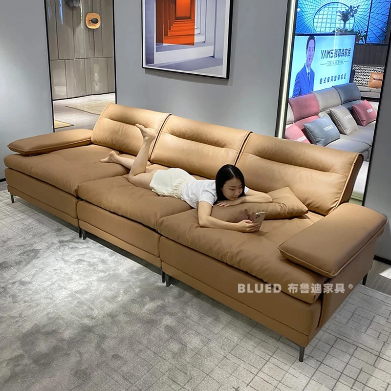 猫爪皮沙发焦糖色直排防猫抓沙发客厅家用2025年新款爆款调节靠背