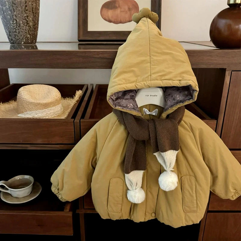 女童加绒外套秋冬款2025新款儿童冬装棉服冬季加厚女宝宝夹棉衣服