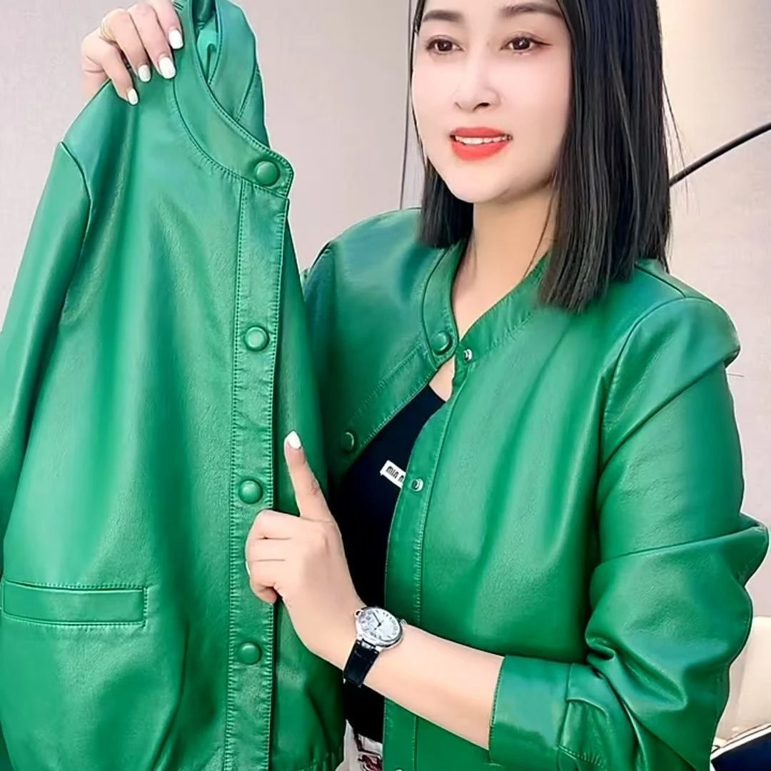 海宁短款皮衣女2025春秋新款宽松休闲皮夹克小个子时尚皮夹克外套