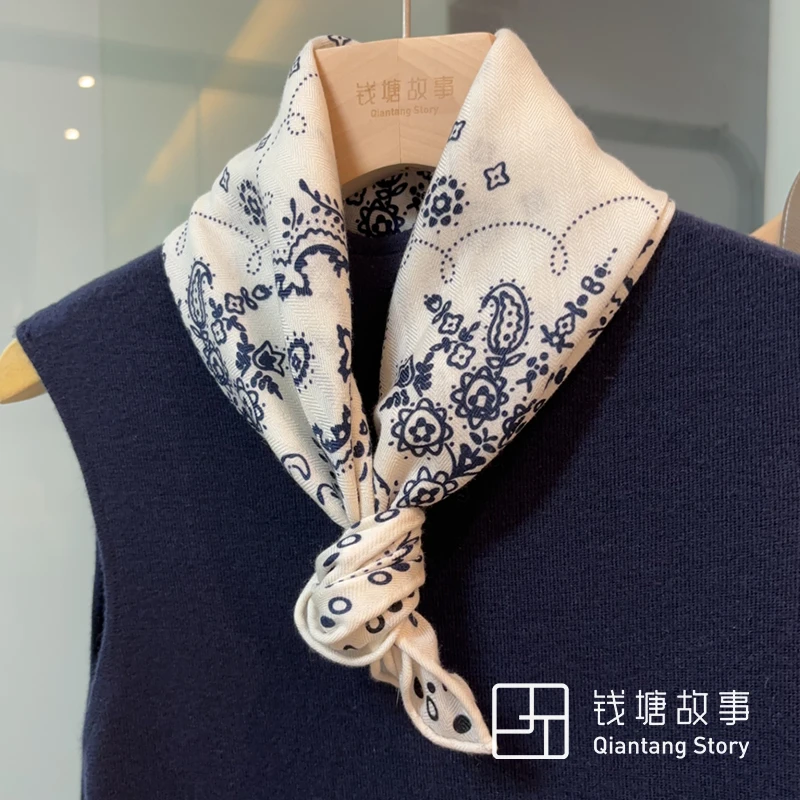 Qiantang Story/钱塘故事70丝毛-奶白文艺空间真丝羊毛围巾65*65