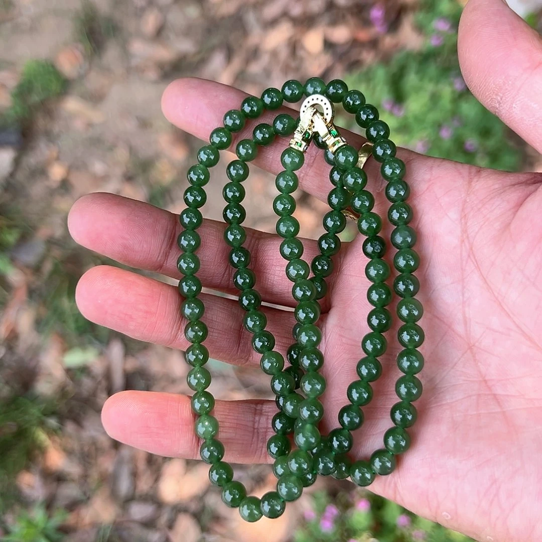 和田玉手镯未镶嵌无矿点108颗巨漏