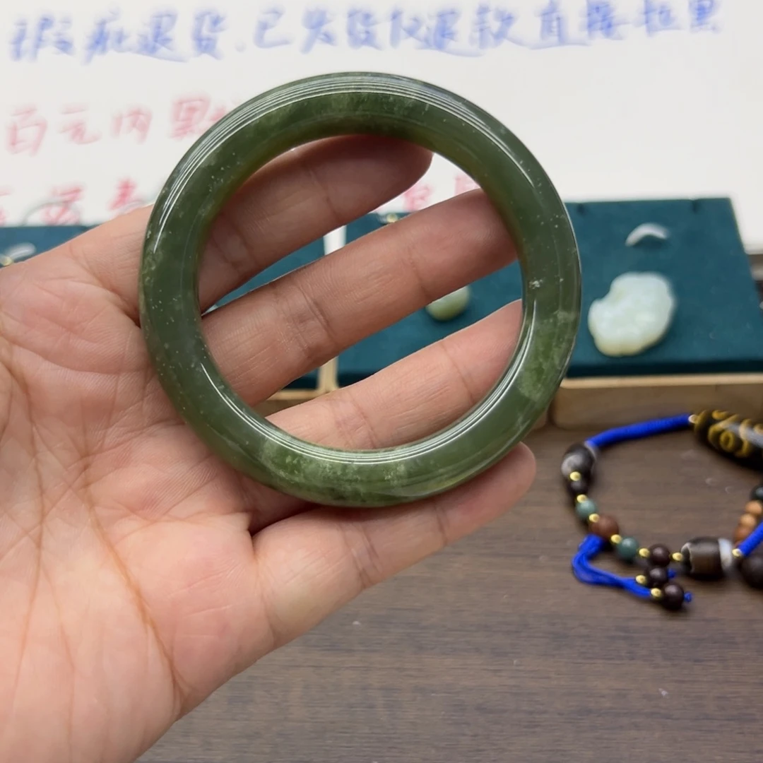 和田玉未镶嵌手镯56.4圈围217