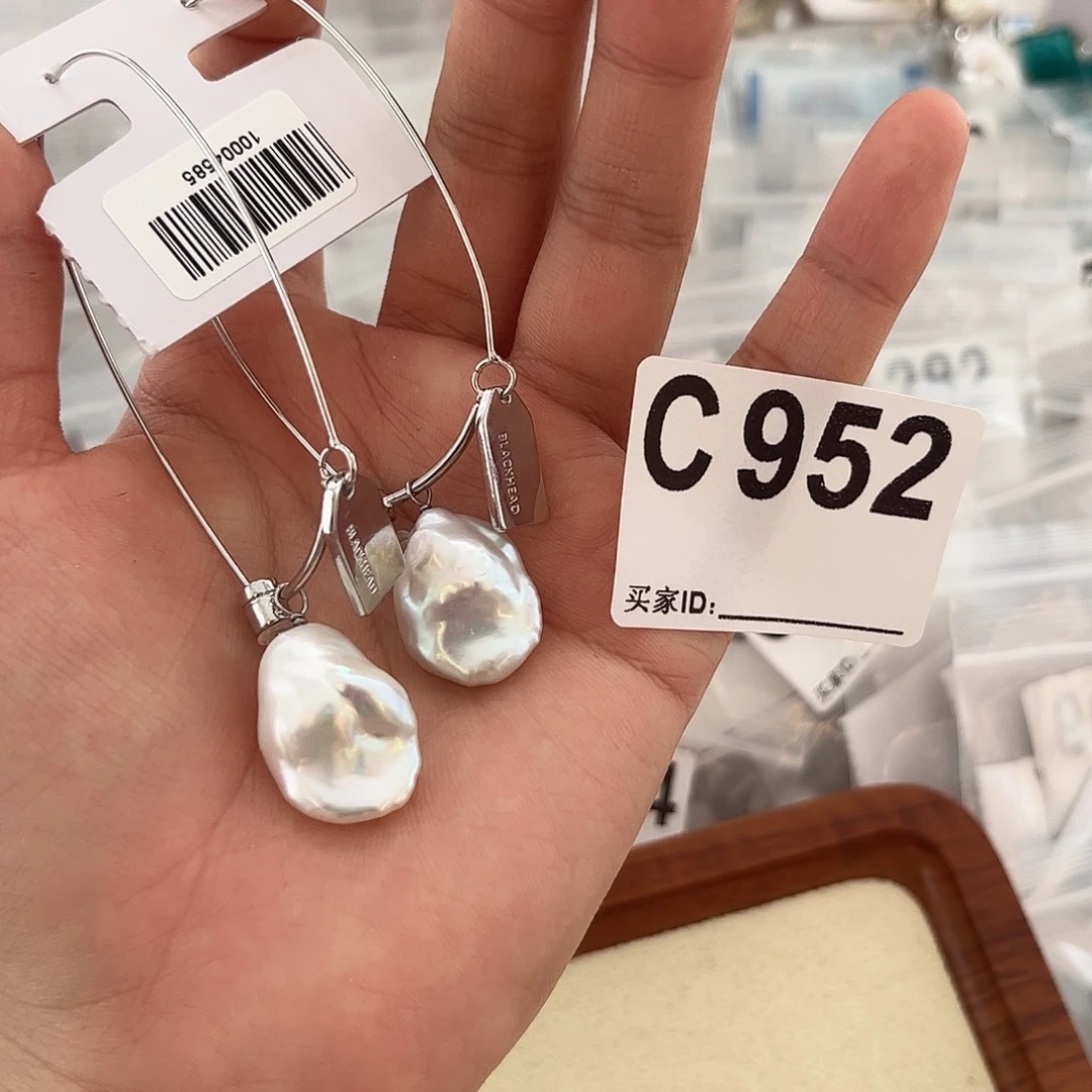 合金淡水珍珠耳饰