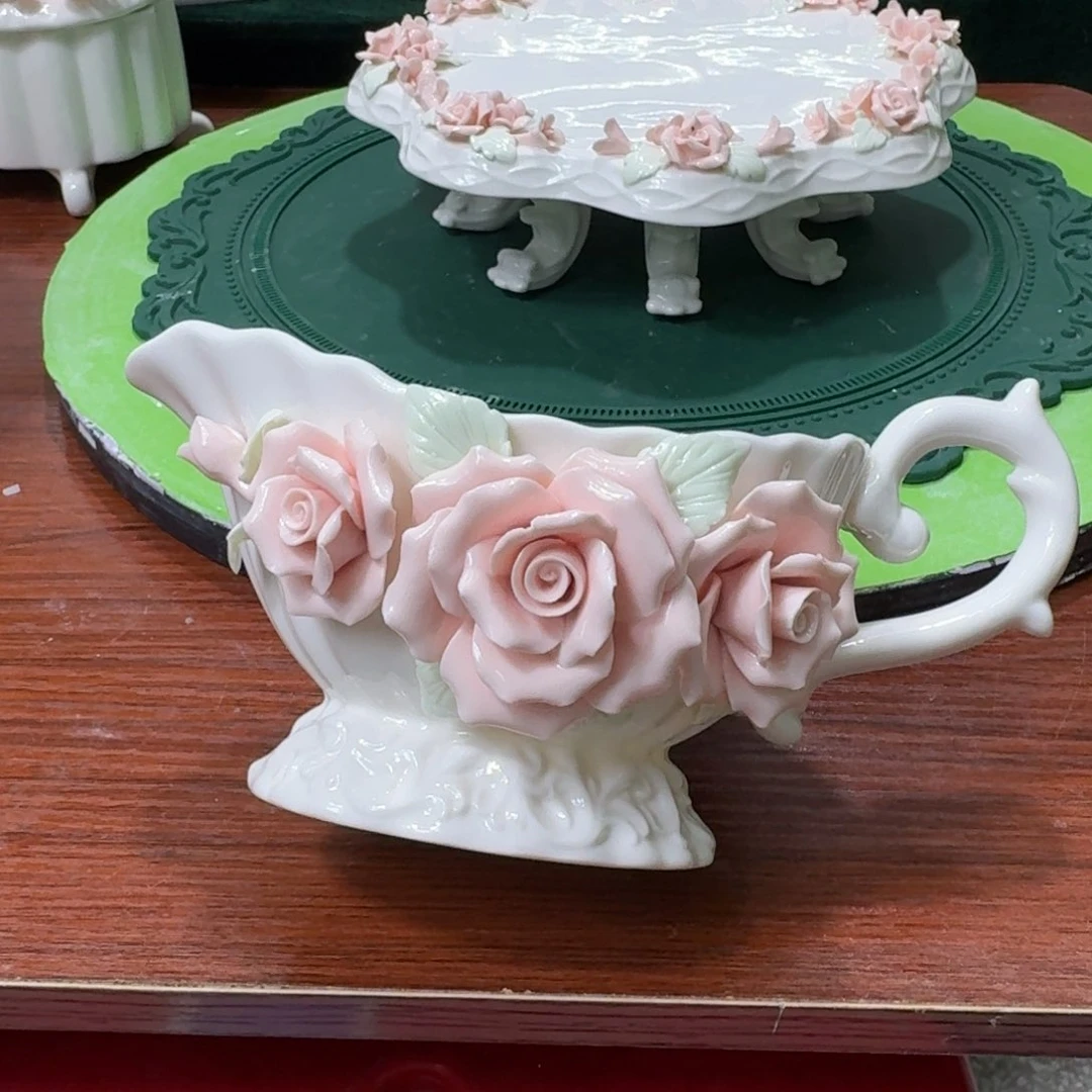 瓷片玫瑰花大花双面倒流杯