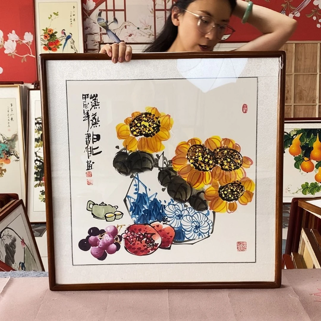 国画手绘国画外径尺寸62✖️62厘米