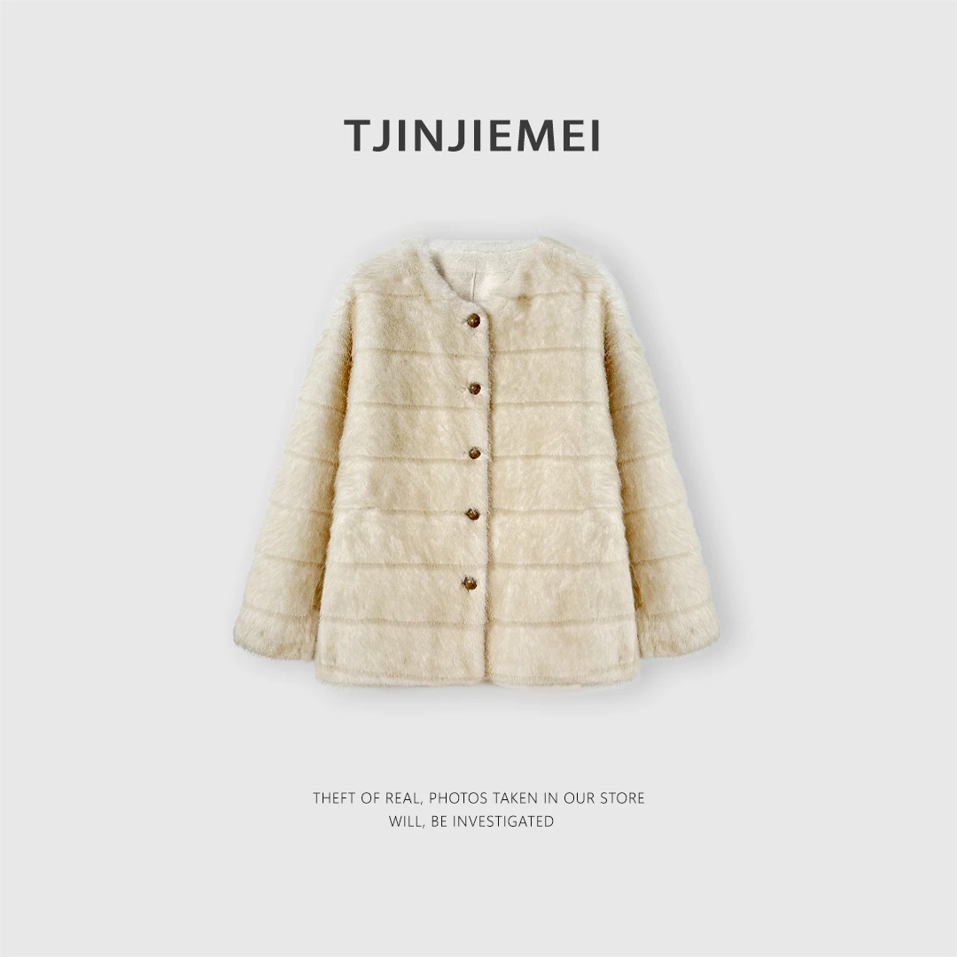 T井姐妹【雪芙】新款设计感环保皮毛一体短外套WT2512-001-