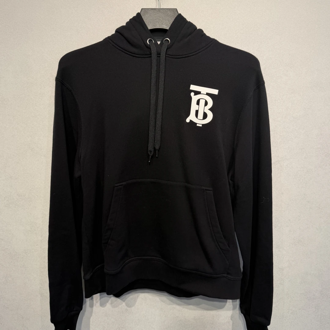 99新 BURBERRY/博柏利 纯色Logo字母连帽刺绣卫衣/99新