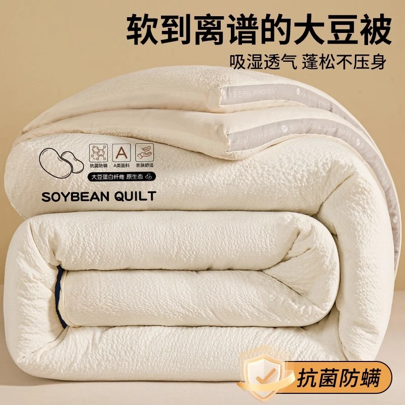 【可机洗水洗】皱皱纱A类大豆纤维被子冬被加厚保暖棉被宿舍春秋被