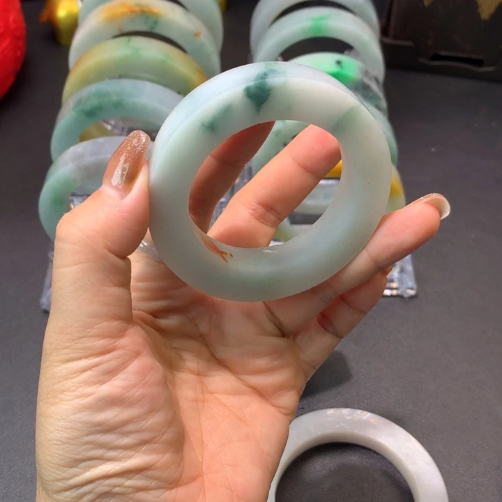 定制翡翠未镶嵌天然A货手镯毛坯定制50-55正圈