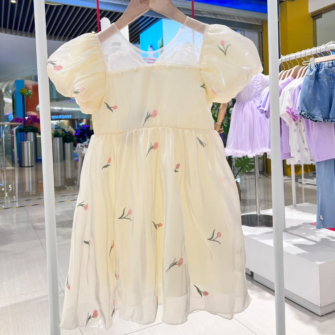 夏季女童新款洋气韩版郁金香刺绣连衣裙15630471005