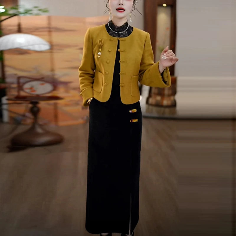 气质优雅高级感国风裙子套装女新款爆款洋气显瘦高贵两件套连衣裙