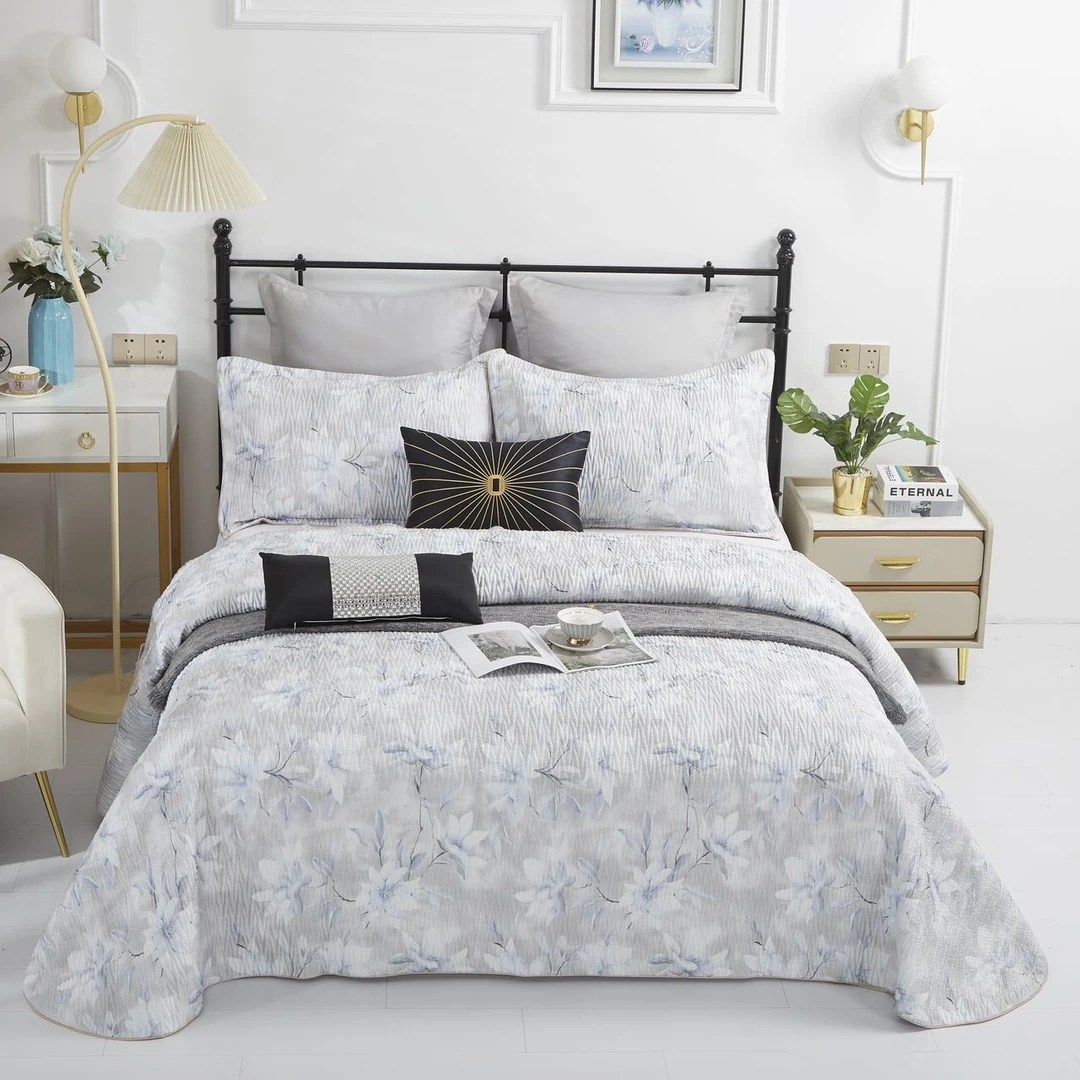 【良缘】床盖小清新可爱风印花绗缝床上三件套