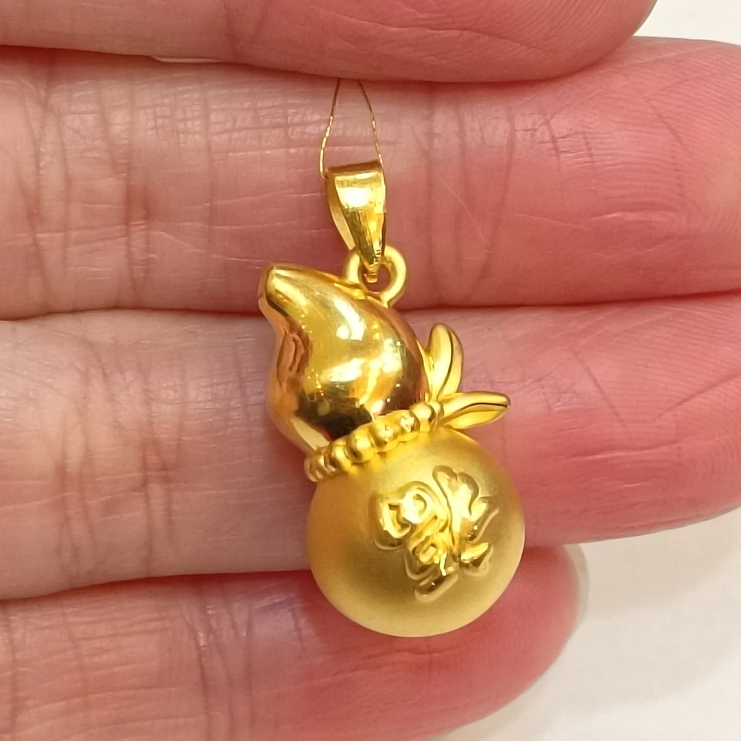 足金999黄金吊坠3.36克真金正品纯黄金挂坠新款葫芦挂件男式女士
