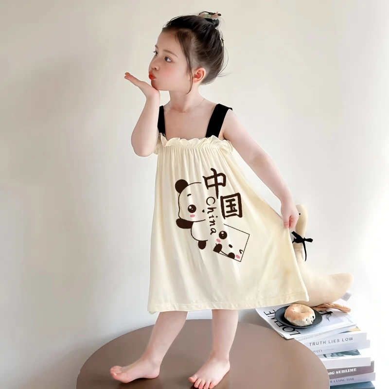 女童冰丝睡衣公主吊带睡裙母女款夏季薄款2025新款宝宝空调家居服