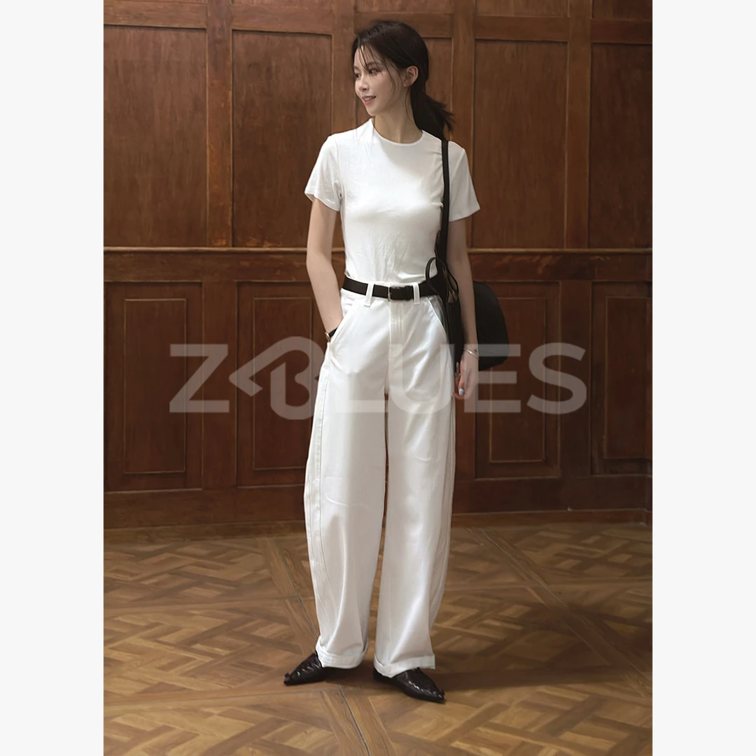 Z.blues【总有一条白裤子】日系弧形休闲牛仔裤YZYLJR2508