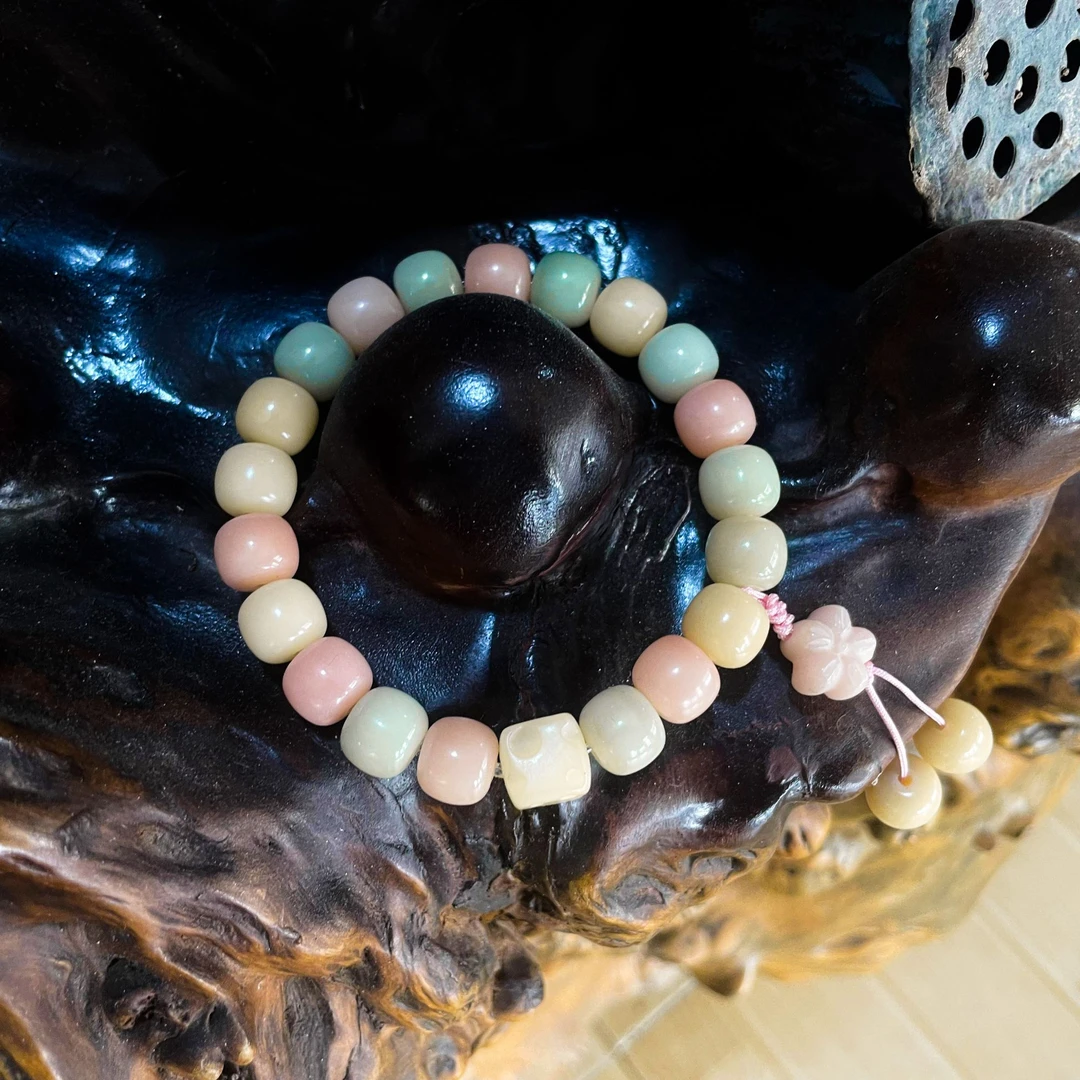 马卡龙色菩提手串多宝颜色单圈手串