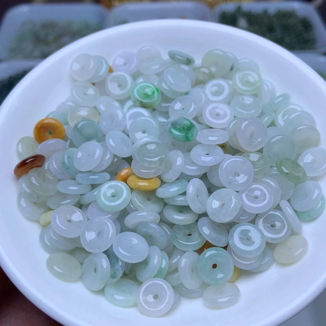 散珠翡翠卡9冰三彩平安扣20个