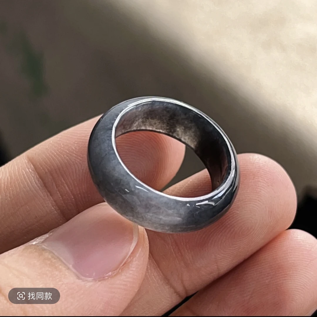 天然翡翠A货糯冰起胶乌鸡戒圈吊坠女款时尚女士情侣复古冰透