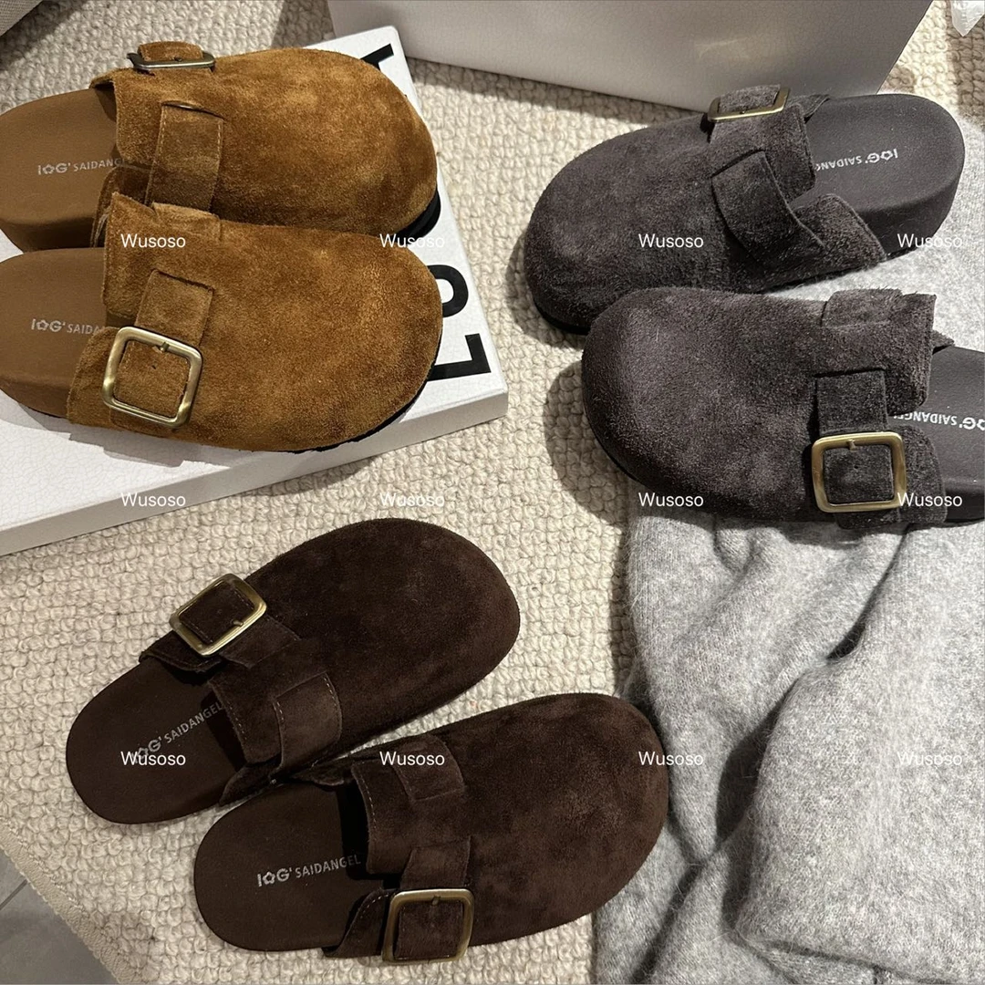 【soso】25ss｜方扣勃肯｜欧货5cm厚底真皮一脚蹬勃肯