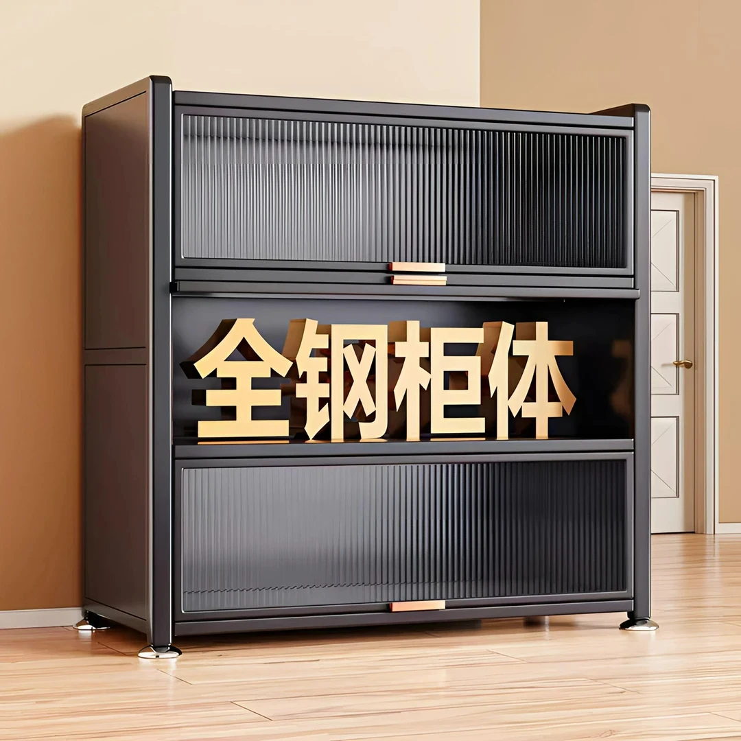 大容量厨房置物架多功能储物柜落地多层带门微波炉收纳柜家用橱柜