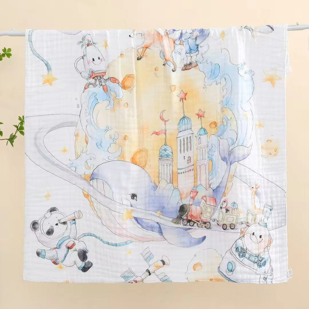 【棉芯语】110*110新生儿纯棉六层纱布高密浴巾   柔软  透气  吸水